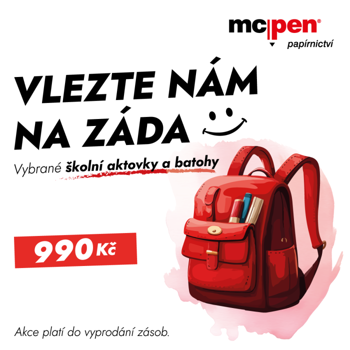Výprodej školních aktovek a batohů v papírnictví McPen