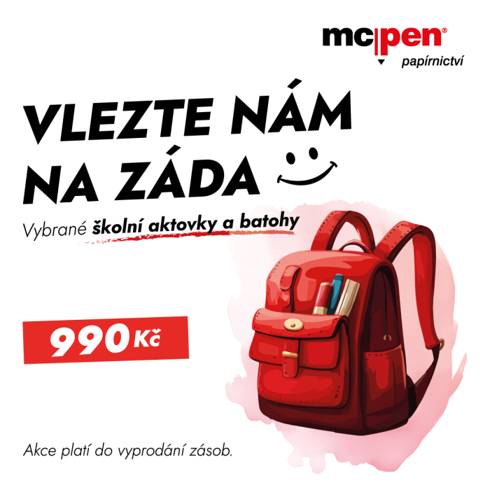 Výprodej školních aktovek a batohů – vše za 990 Kč v McPen